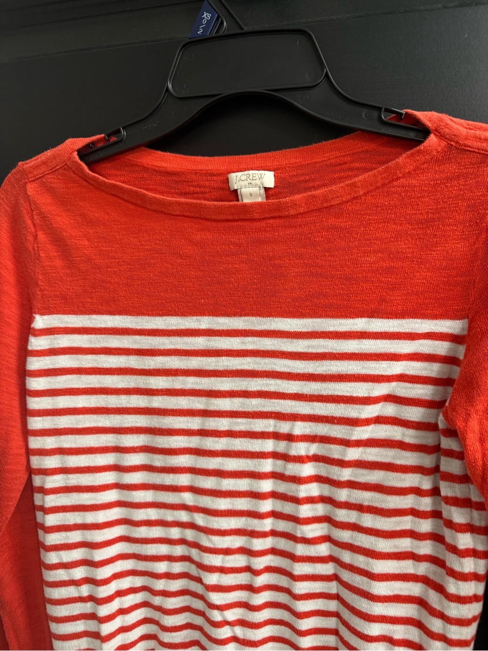 J.Crew Orange Ivory Striped Cotton Boatneck Sweater Size S - Picture 2 of 9